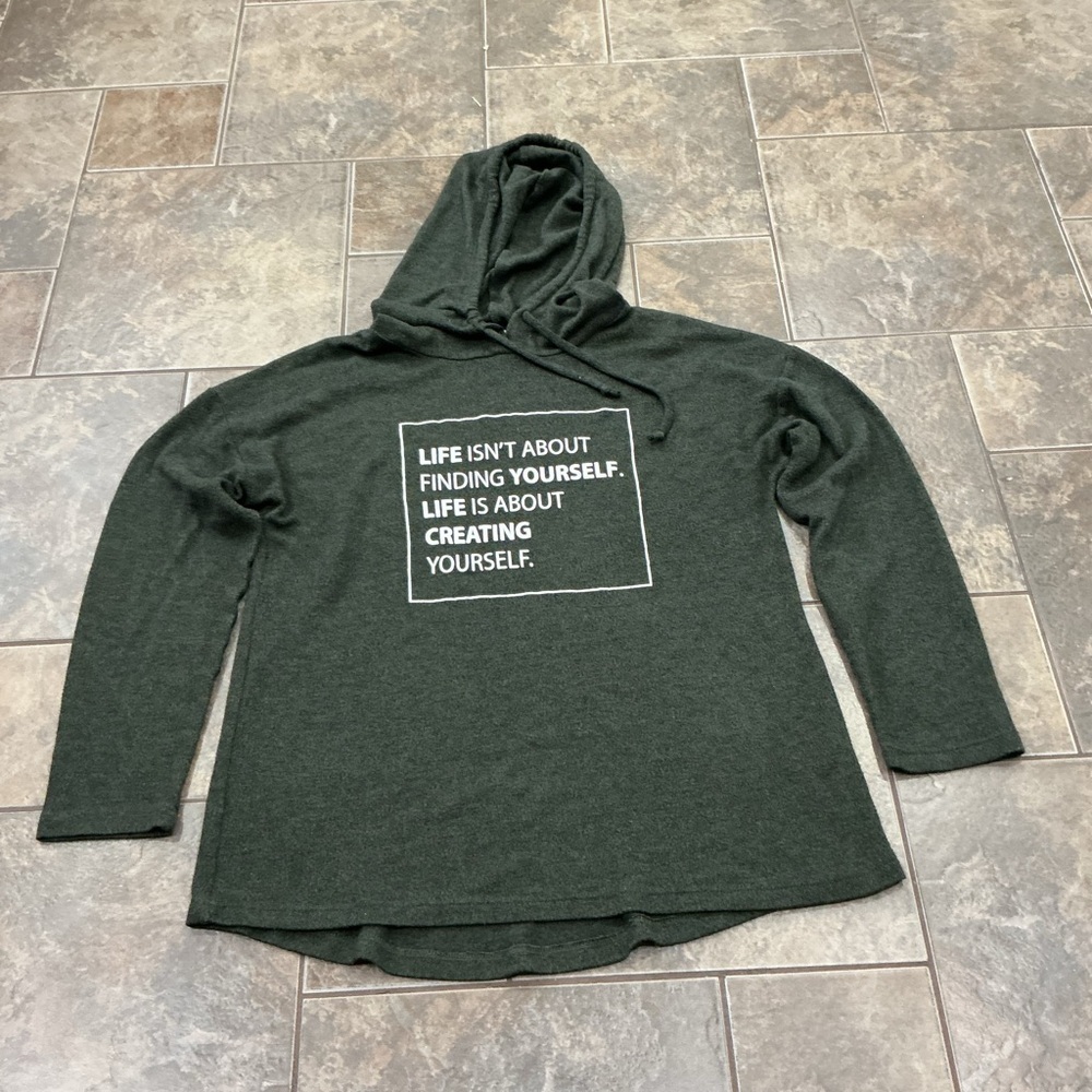 🥵 Charcoal Dark Green Hoodie with Quote